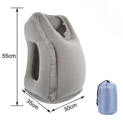 Upgraded Inflatable Travel Pillow – Headrest & Chin Support for Airplane, Car, Office & More