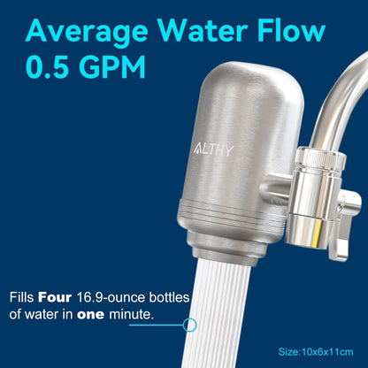 Stainless Steel Water Filter Faucet – NSF Certified Tap Purifier for Lead, Chlorine, and Better Taste