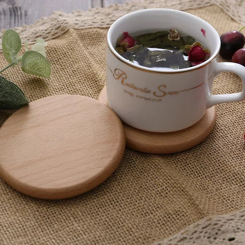 8.8Cm round Wooden Slice Cup Mat Coaster Tea Coffee Mug Drinks Holder for DIY Tableware Decor Durable Kitchen Decor Home